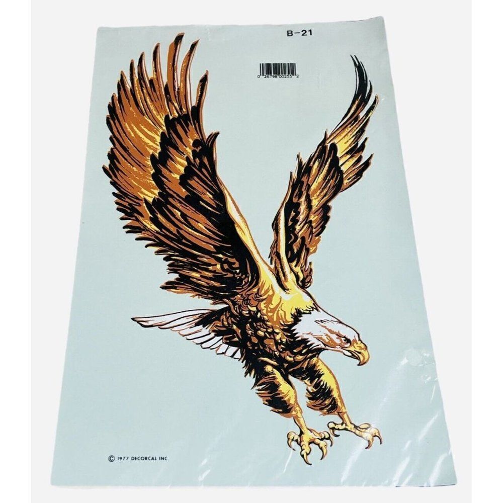 NOS Vintage 1977 Decorcal Transfer Decal Eagle Motorcycle Man Cave Kitschy Craft
